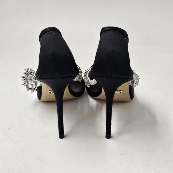 MACH & MACH Lotus Flower Crystal Mesh Pumps Black Stiletto Heels EU38 $1100 - Picture 7 of 11